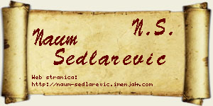 Naum Sedlarević vizit kartica